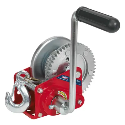 Geared Hand Winch with Brake & Cable - 540kg Capacity - Hardened Steel Gear