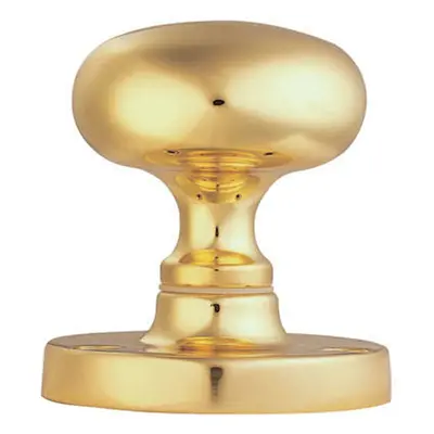 PAIR Mushroom Mortice Door Knob Half Sprung 52mm Diameter Polished Brass