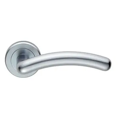 PAIR Arched Round Bar Handle on Concealed Fix Round Rose Satin Chrome