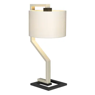 Table Lamp Light Ivory Shade Cream And Dark Grey Painted Metal Base LED E27 60W