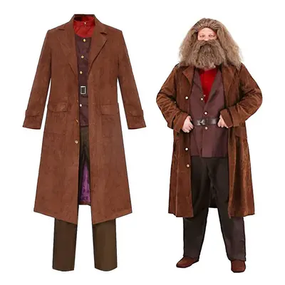 (3XL) Rubeus Hagrid Cosplay Costume Full Set For Adults Halloween Fancy Dress Carnival Costume