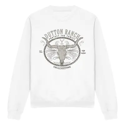 (S, White) Yellowstone Unisex Adult Dutton Ranch Sweatshirt