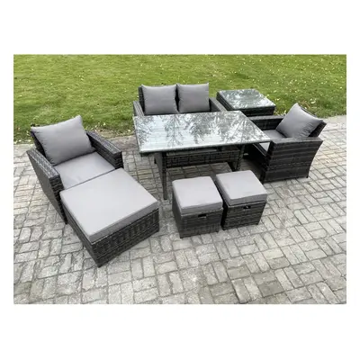 Fimous Seater PE Wicker Outdoor Garden Furniture Set Patio Furniture Rattan Rectangular Dining T