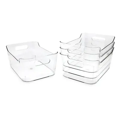 Isaac Jacobs 4Pack Small Clear Storage Bins x x w Handles Plastic Box Set Home Office Fridge Fre