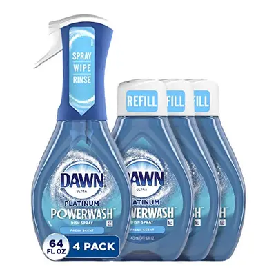 Dawn Platinum Powerwash Dish Spray, Dish Soap, Fresh Scent Bundle, Spray (16oz) + Refills (16oz 