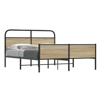 vidaXL Metal Bed Frame without Mattress Smoked Oak 180x200 cm Super King