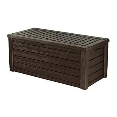 Keter Westwood 570L Outdoor 75% recycled Garden Furniture Storage Box Brown Wood Panel Effect ; 