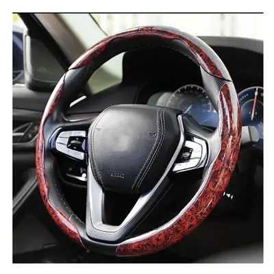 (Wine Red 3pcs) Peach Wood Grain Car Booster Steering Wheel Cover General Universal Steering