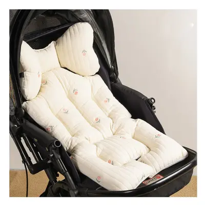 (rose thick) Baby Stroller Seat Cushion Pad for Car Puchair Liner Mat Thicken Cotton Breathable 