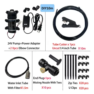 (DIY 10m brass) New Quiet Garden Water Mist Spray Electric Electric Diaphragm Pump Kit Greenhous