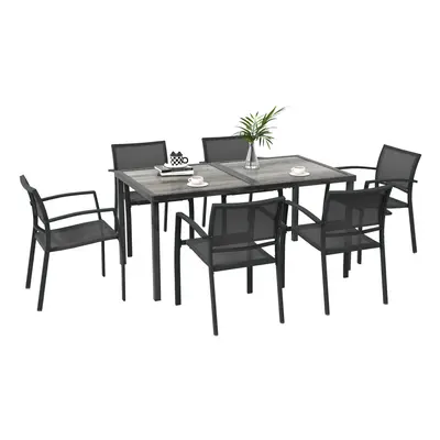 Outsunny Pieces Patio Dining Set with Stackable Chairs for Poolside, Grey