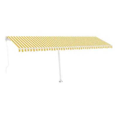 vidaXL Freestanding Manual Retractable Awning 600x350 cm Yellow/White Outdoor