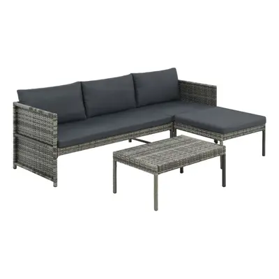 vidaXL Piece Garden Lounge Set with Cushions Poly Rattan Grey