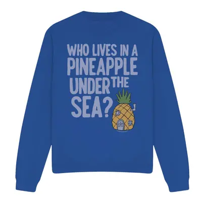 (M, Royal Blue) SpongeBob SquarePants Unisex Adult Pineapple Under The Sea Sweatshirt