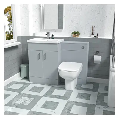 Nes Home Matte Grey 1000mm Freestanding Basin WC Vanity & BTW Toilet Flat Pack