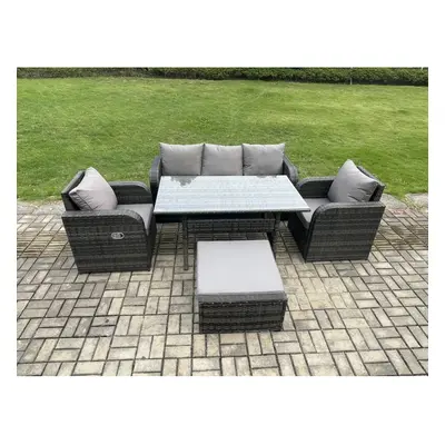 Fimous Wicker PE Rattan Garden Furniture Set Outdoor Rectangular Dining Table and Chair Sofa Set