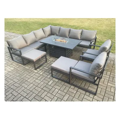 Fimous Aluminium Seater Garden Furniture Outdoor Set Patio Lounge Sofa Gas Fire Pit Dining Table