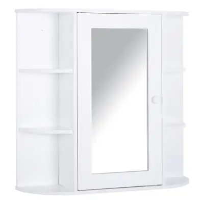 HOMCOM Wall Mounted Bathroom Cabinet w/ Mirror Single Door Storage Shelves