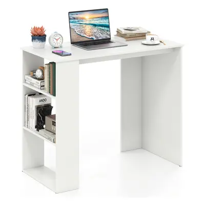 Computer Desk 90cm Study Desk Wooden Writing Desk w/Bookshelf-White