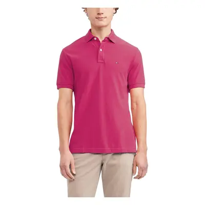 Tommy Hilfiger mens Short Sleeve in Regular Fit Polo Shirt Raspberry