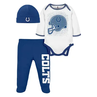 Gerber NFL Baby Boys' 3Pc Bodysuit Footed Pant & Cap Set Indianapolis Colts Months