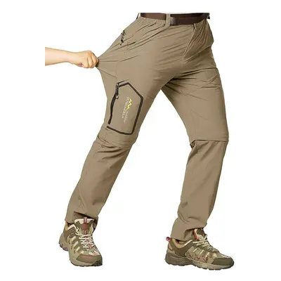 (Khaki, Asian size 4XL) Spring Hiking Tactical Pants Men Waterproof Detachable Fishing Wear Clim