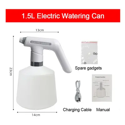 (Handle 1.5L) Electric Plant Spray Bottle USB Rechargeable Sanitizing Sprayer Garden Watering Ca