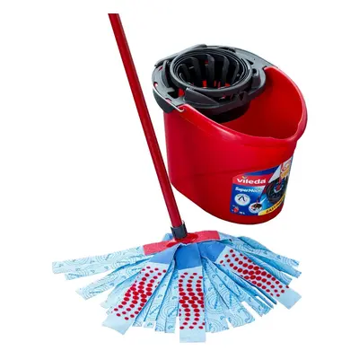 Vileda SuperMocio 3Action Mop and Bucket Set, Red/Blue