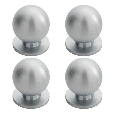 4x Solid Ball Cupboard Door Knob 30mm Diameter Satin Chrome Cabinet Handle