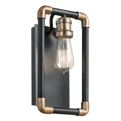 Wall Light Sconce Black and Natural Brass LED E27 60W Bulb