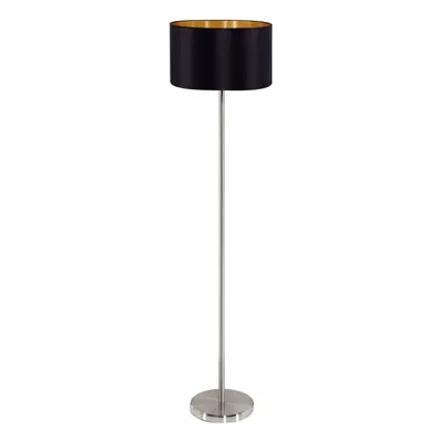 Floor Lamp Light Satin Nickel Shade Black Gold Fabric Pedal Switch Bulb E27