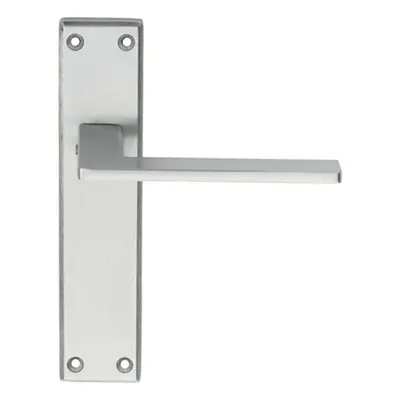 Flat Straight Lever on Latch Backplate Door Handle x 40mm Satin Chrome