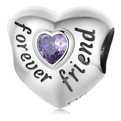 Forever Friend Love Heart Charm Bead With Cubic Zirconia Genuine Sterling Silver Compatible With