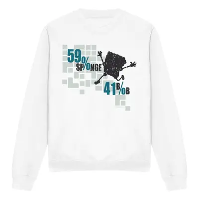 (S, White) SpongeBob SquarePants Unisex Adult 59% Sponge 41% Bob Sweatshirt