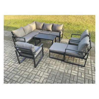 Fimous Seater Aluminium Outdoor Garden Furniture Set Patio Lounge Sofa with Oblong Coffee Table 