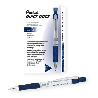 Pentel Quick-Dock Mechanical Pencil 0.7mm Blue Barrel Box of (QD7E-C)