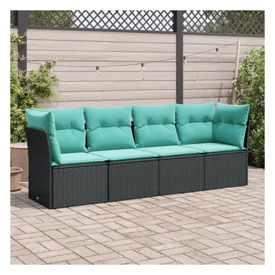 vidaXL Piece Patio Sofa Set with Cushions Black Poly Rattan