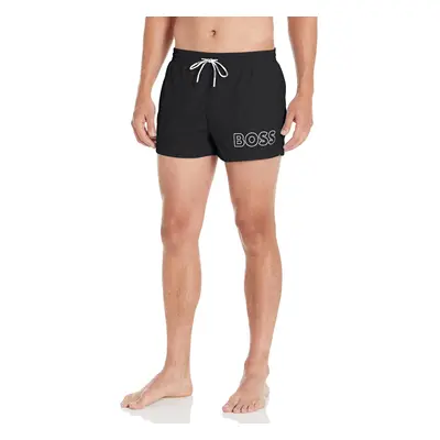 BOSS Men's Standard Big Logo Swim Trunk Dark Black