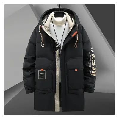 (black, 7XL) Winter Men&apos;s Large Size Mid-length Loose Casual Thick Down Jacket