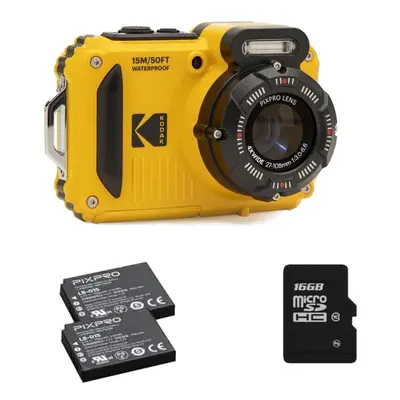 Kodak PIXPRO WPZ2 16MP 4x Zoom Tough Camera Kit inc Additional LB-015 Li-Ion Battery & 16GB Micr