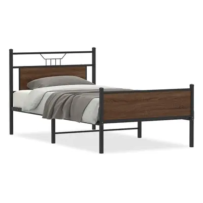 (brown oak, x cm) vidaXL Metal Bed Frame without Mattress double bed