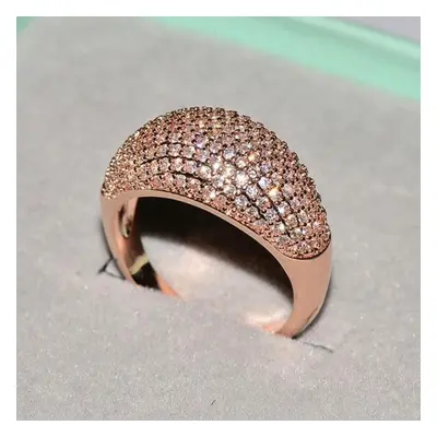 (rose gold, 8) Real 18k Gold Rings For Women Luxury Full Diamond Fine Jewelry Wedding Anniversar