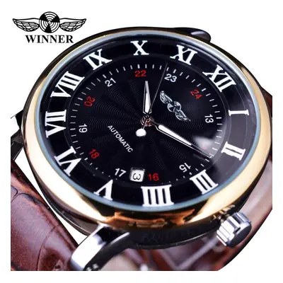 (black) Winner Rome Number Fashion Men Brand Sport Wristwatches Self Wind Automatic Mechanical C