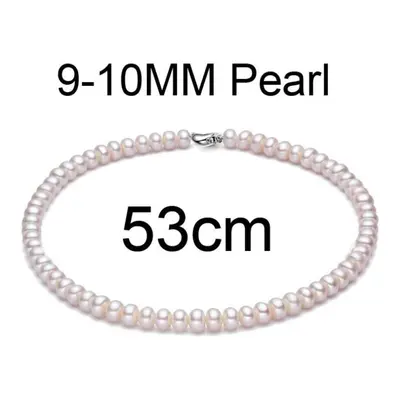 (white, 53cm) Lsooyh 9-10mm Natural Freshwater Pearl Necklace For Women White Pearl Jewelry Chok