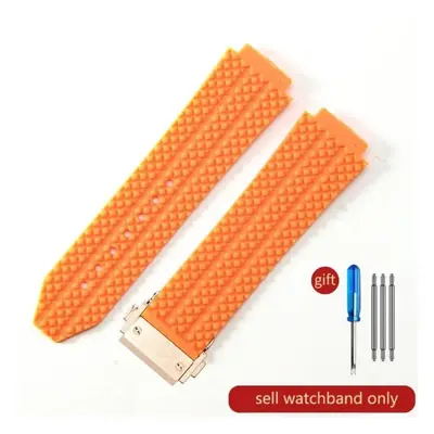 (J01-Orange-Rose-Z2 24x17mm) For Hublot Yubo High Quality Silicone Waterproof Watch Strap Classi