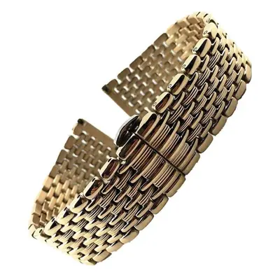 (Gold 12mm) 12/13/14/16/18/20/22mm Butterfly Buckle Watch Band Strap Stainless Steel Watchband B