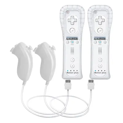 (White- Set) 1pcs/2pcs Controller for Wii Remote Controller Gamepad Built-in Motion