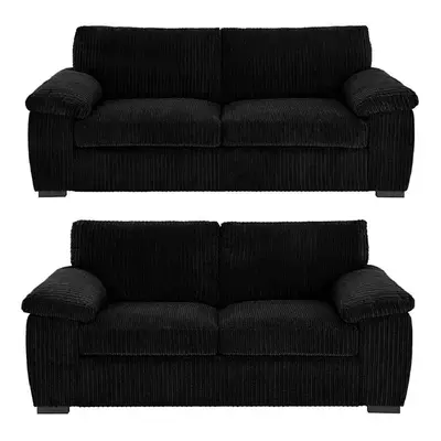 (3+2 Seater , Black ) Jumbo Cord Amalfi Sofa in Soft Cord Fabric