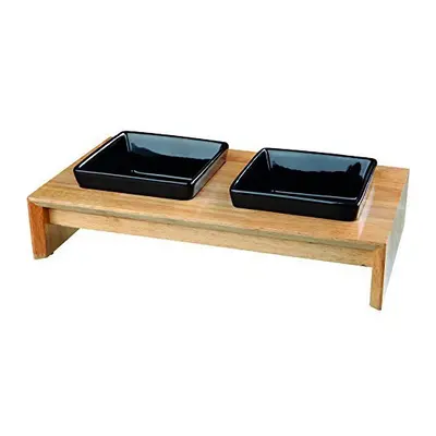 Chic New Stylish Trixie Twin Bowl Set, Ceramic/wood Eat On Feet For Dogs And - - bowl dog cerami