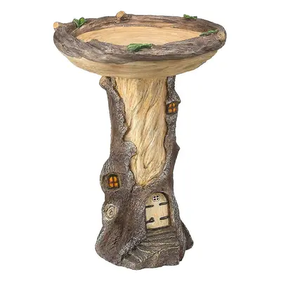 2024,Garden Bird Bath,Polyresin Big Tree Shape Bird Bath Brown Pedestal Handmade Outdoor Home Ga